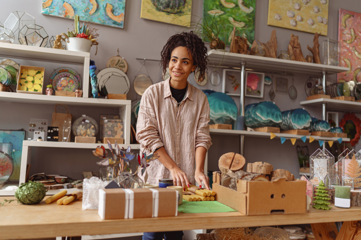 woman making seasonal crafts DIY Craft Warehouse