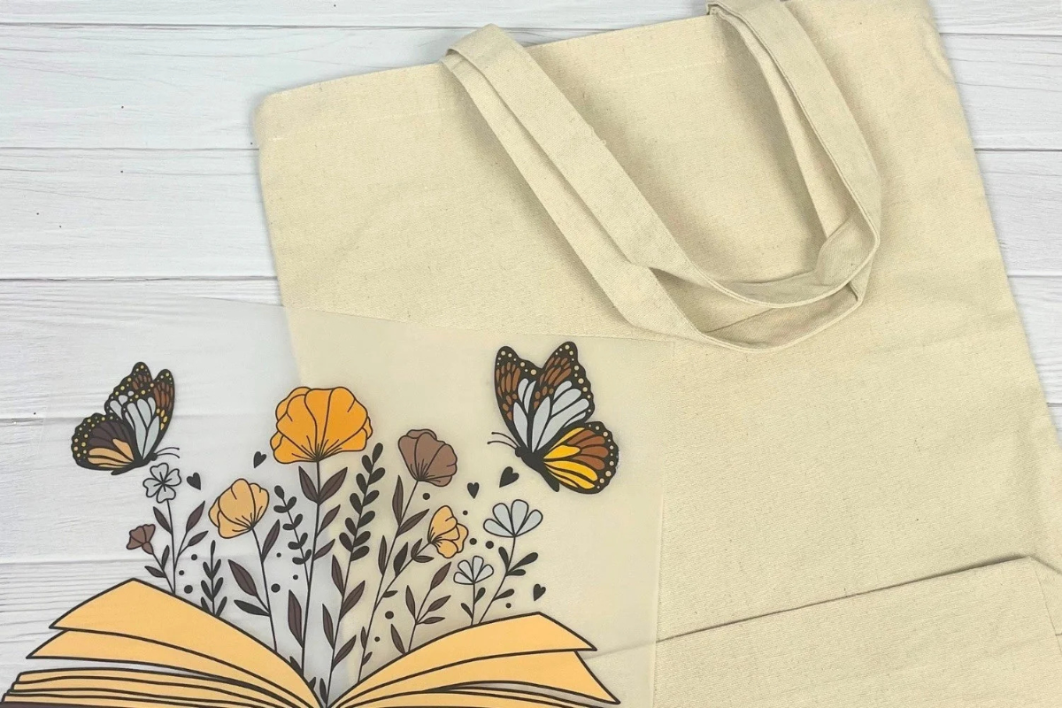 making a wild garden book tote bag with DTF heat transfer DIY Craft Warehouse