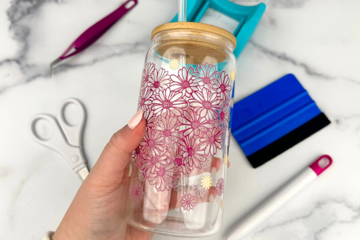 hand holding can customize with uv dtf transfer DIY Craft Warehouse