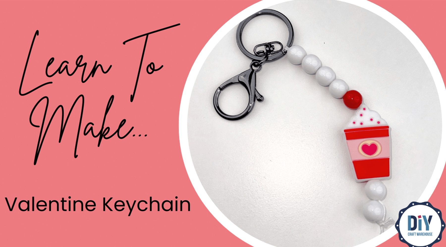 Versatile DIY Valentine's Day Keychain: Easy Silicone Bead Craft Tutorial for unique DIY crafts. Available now at DIY Cr