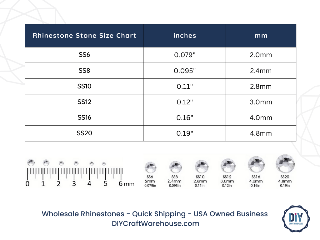 Make DIY magic with Rhinestone Size Chart. Available now at DIY Craft Warehouse.