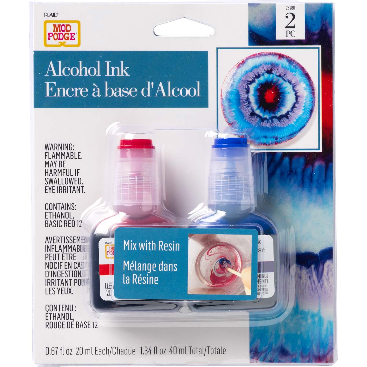 Alcohol Ink Set - Red & Navy Blue (Fun Brights)