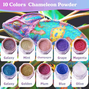 lets resin chameleon mica powder 10 jar set