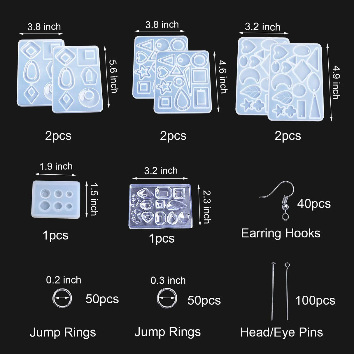 Resin Silicone Mold - Jewelry 198 Piece Set