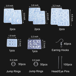 resin silicone mold jewelry 198 piece set