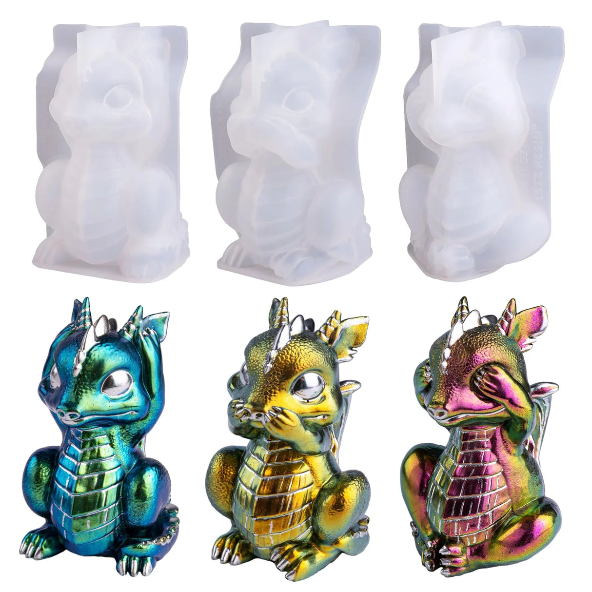 Resin Silicone Mold - 3 Baby Gothic Dragons