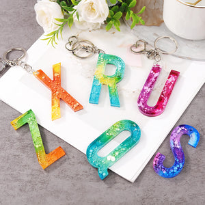 resin silicone mold alphabet keychain with hole