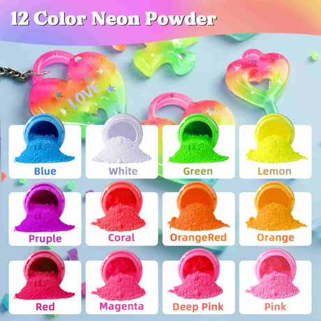 Let's Resin Neon Pigment Powder - 12 Jar Set