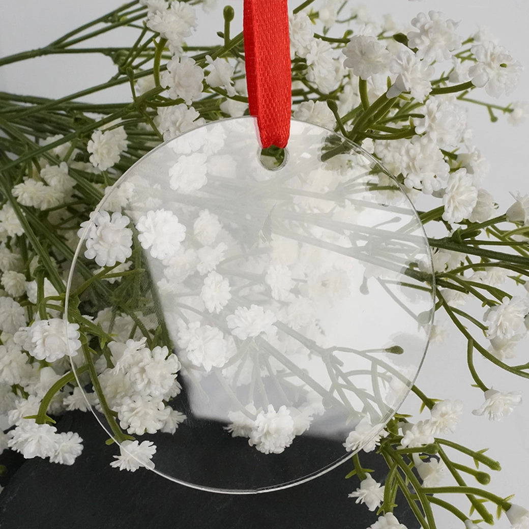 Master Maker Crafts -  Acrylic Ornament Round with Red Ribbon - (5 Pack - 3