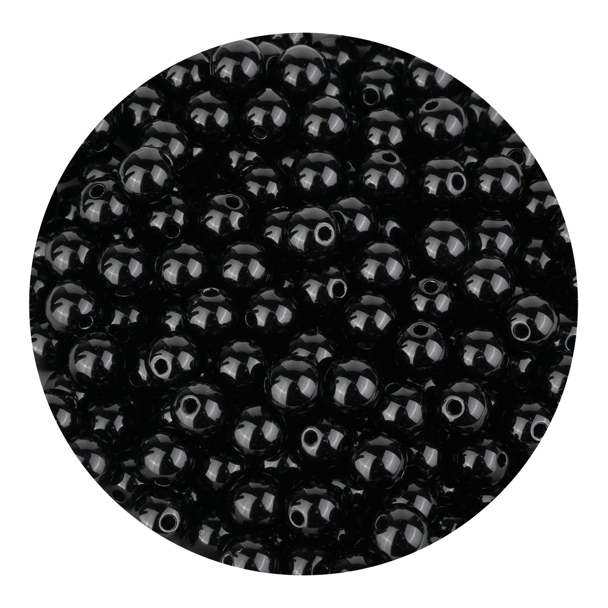 Acrylic Round String Beads - Black