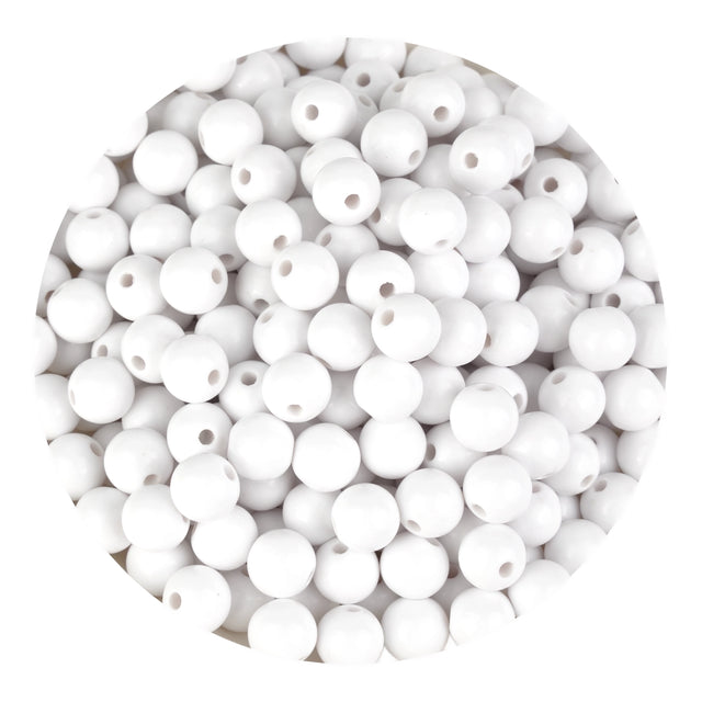 acrylic round string beads white