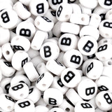 letter round string bead white black 500 bag