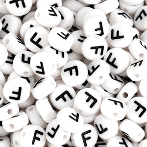 letter round string bead white black 500 bag