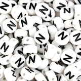 letter round string bead white black 500 bag