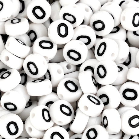 letter round string bead white black 500 bag