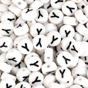 letter round string bead white black 500 bag