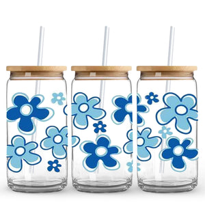 UV DTF Wrap - Blue Funky Flowers