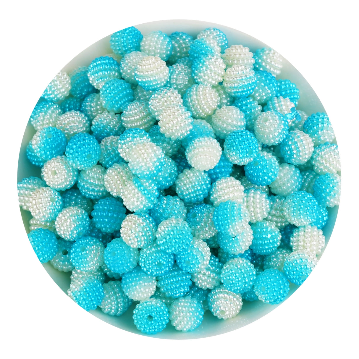 bumpy beads light blue white 2 tone
