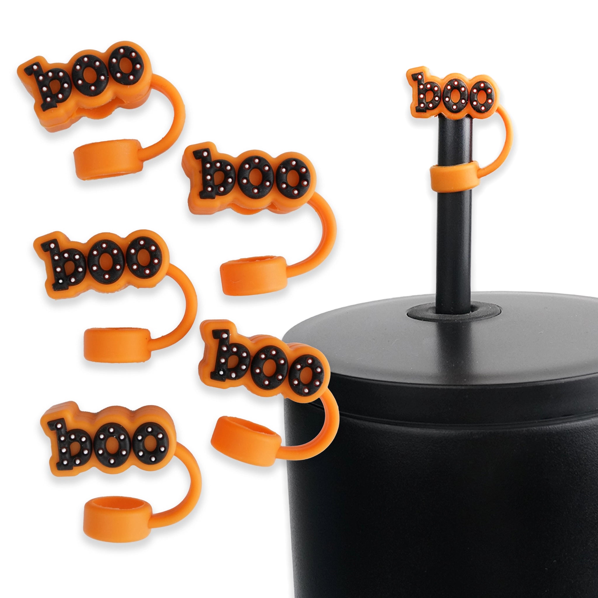 Master Maker Crafts -  Silicone Straw Topper - BOO Orange (5 Toppers) | Master Maker Crafts - Wholesale Craft Supplies - Fast Shipping from Ohio DIY Craft Warehouse
