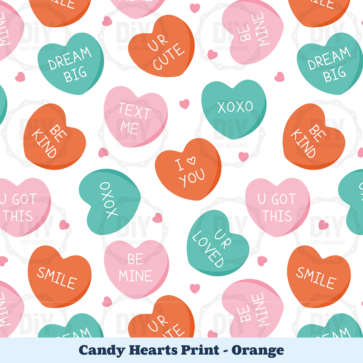 Candy Hearts Sublimation Transfer - Orange