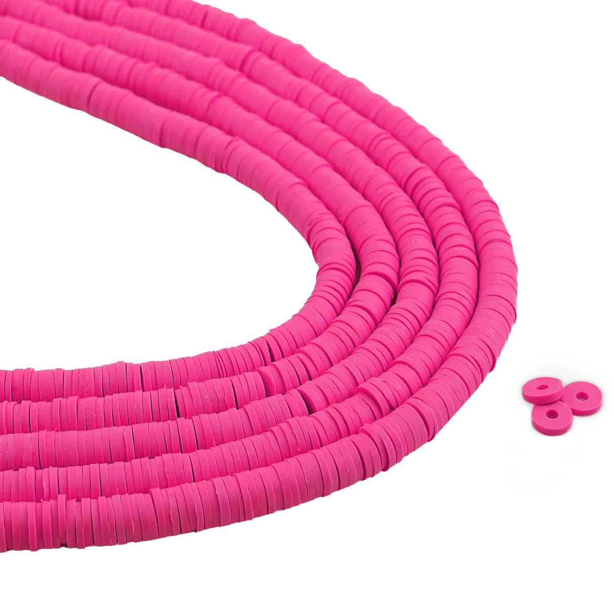 heishi surfer friendship beads bright pink