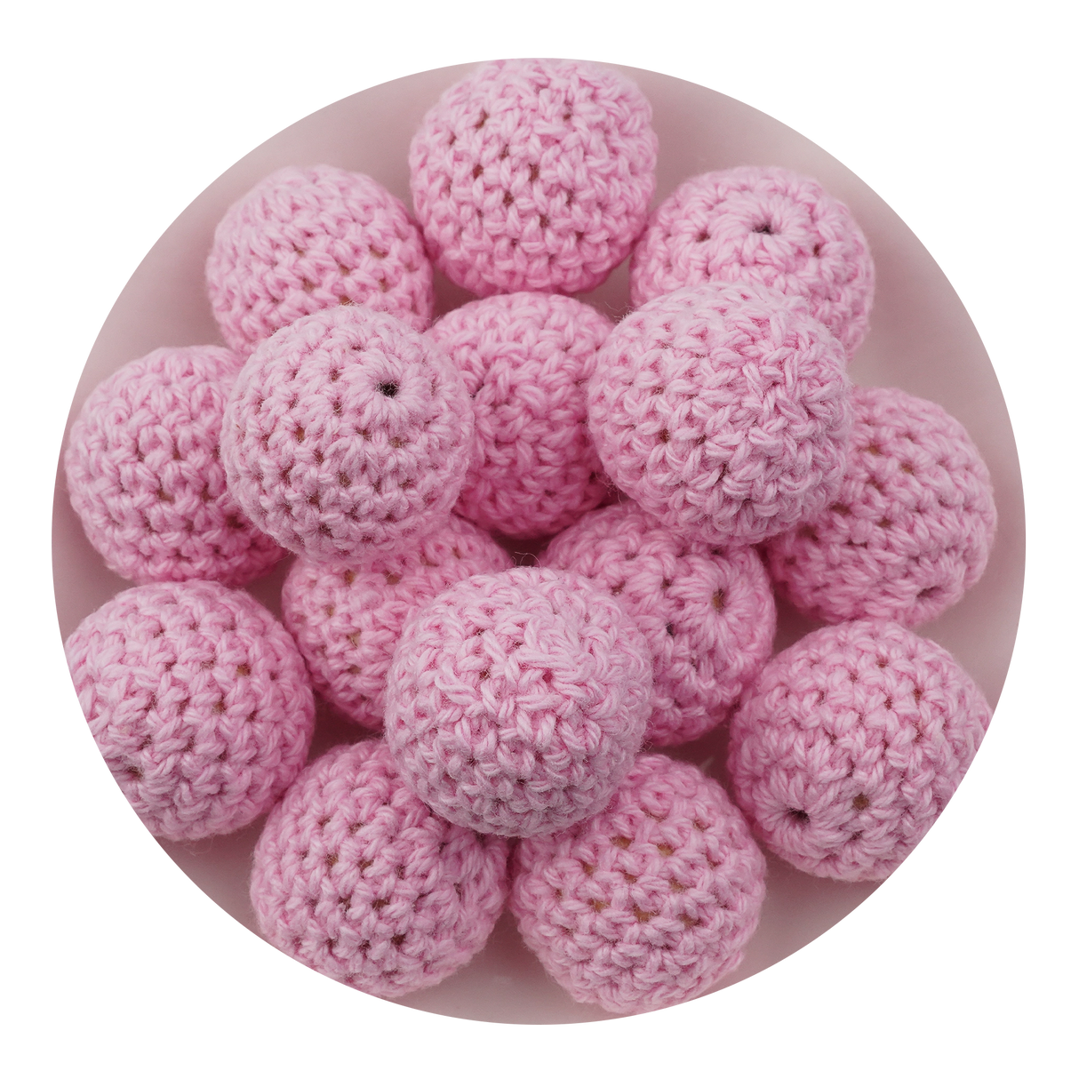 Crochet Wood Bead - Light Pink