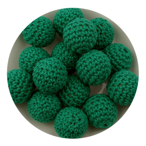 crochet wood bead green