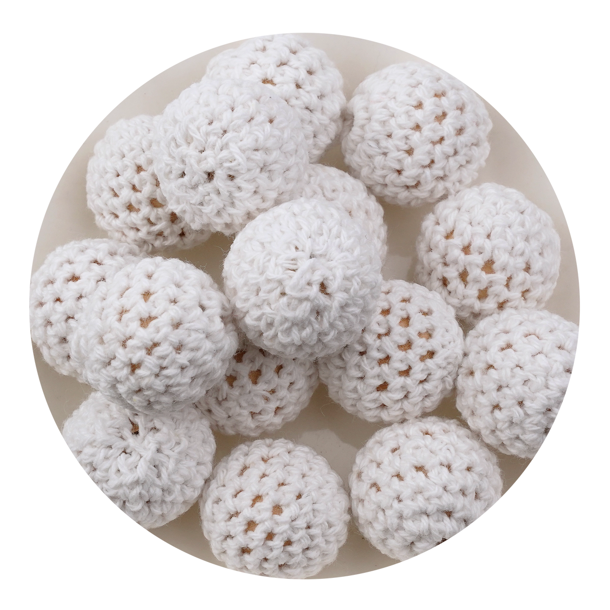 Crochet Wood Bead - White