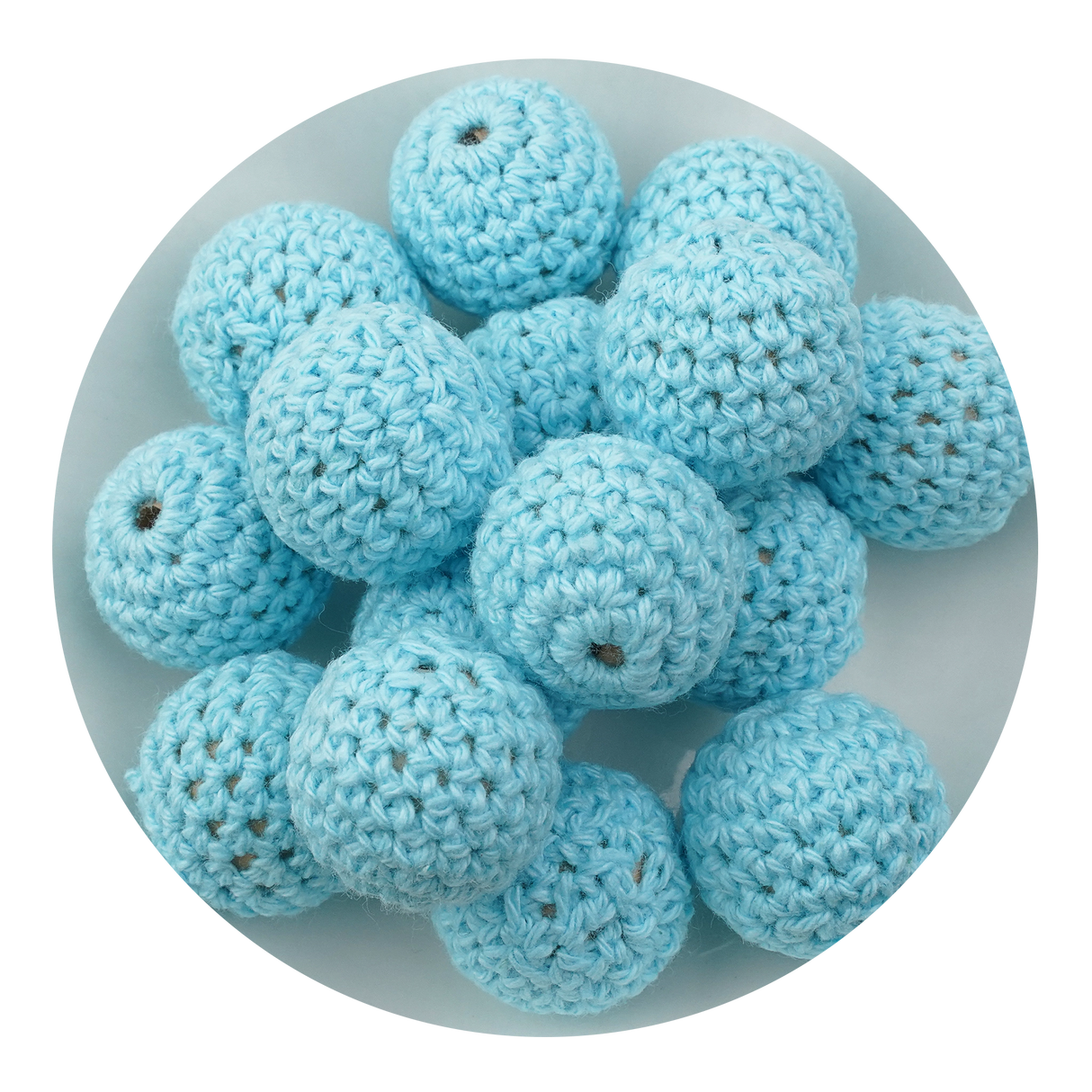 Crochet Wood Bead - Light Blue