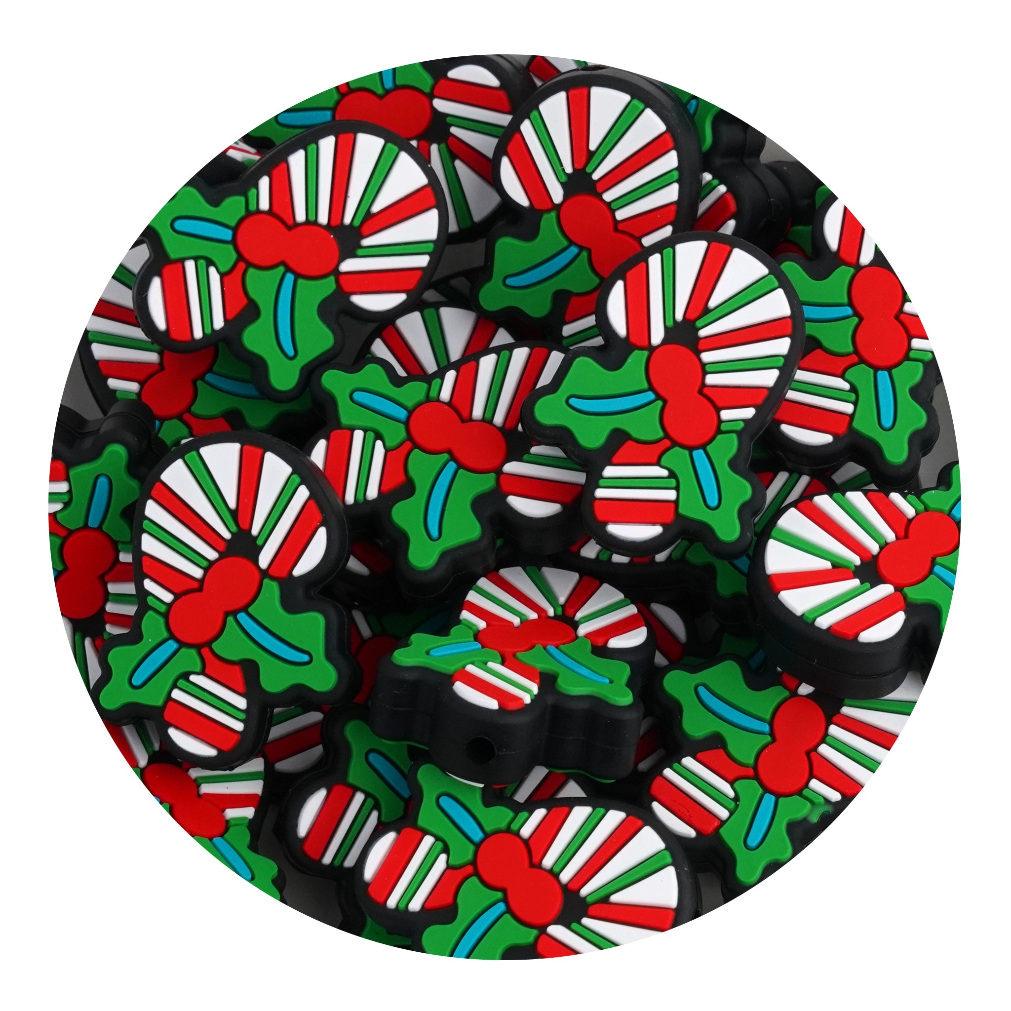 Master Maker Crafts -  Silicone Focal Bead - Candy Cane & Holly Berry (5 Beads) | Master Maker Crafts - Wholesale Craft Supplies - Fast Shipping from Ohio DIY Craft Warehouse