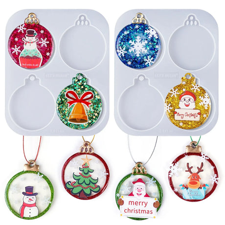 Resin Silicone Mold - Round Christmas Ornaments (with lights)