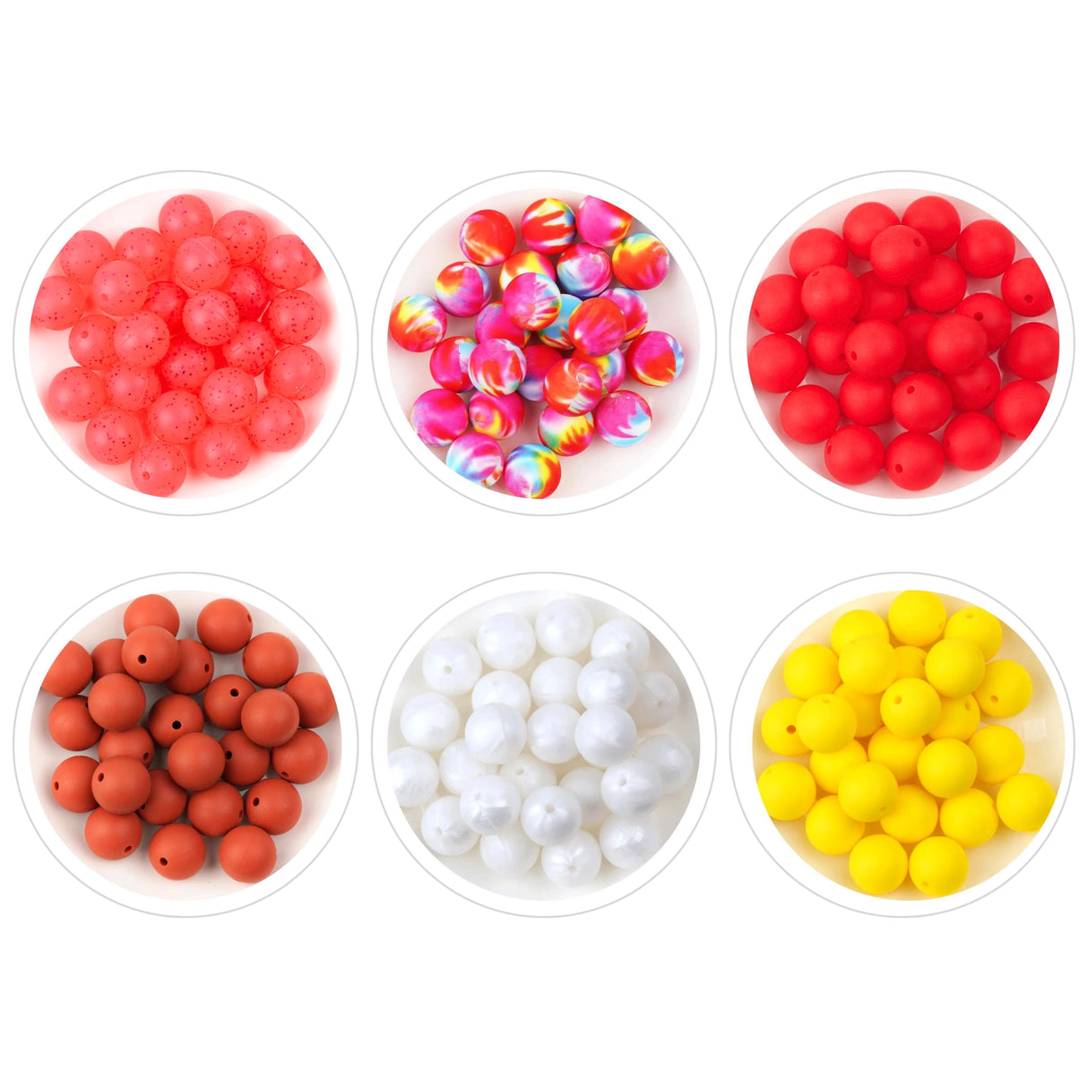 Assorted Pack - Crimson Carnival Round Silicone Beads