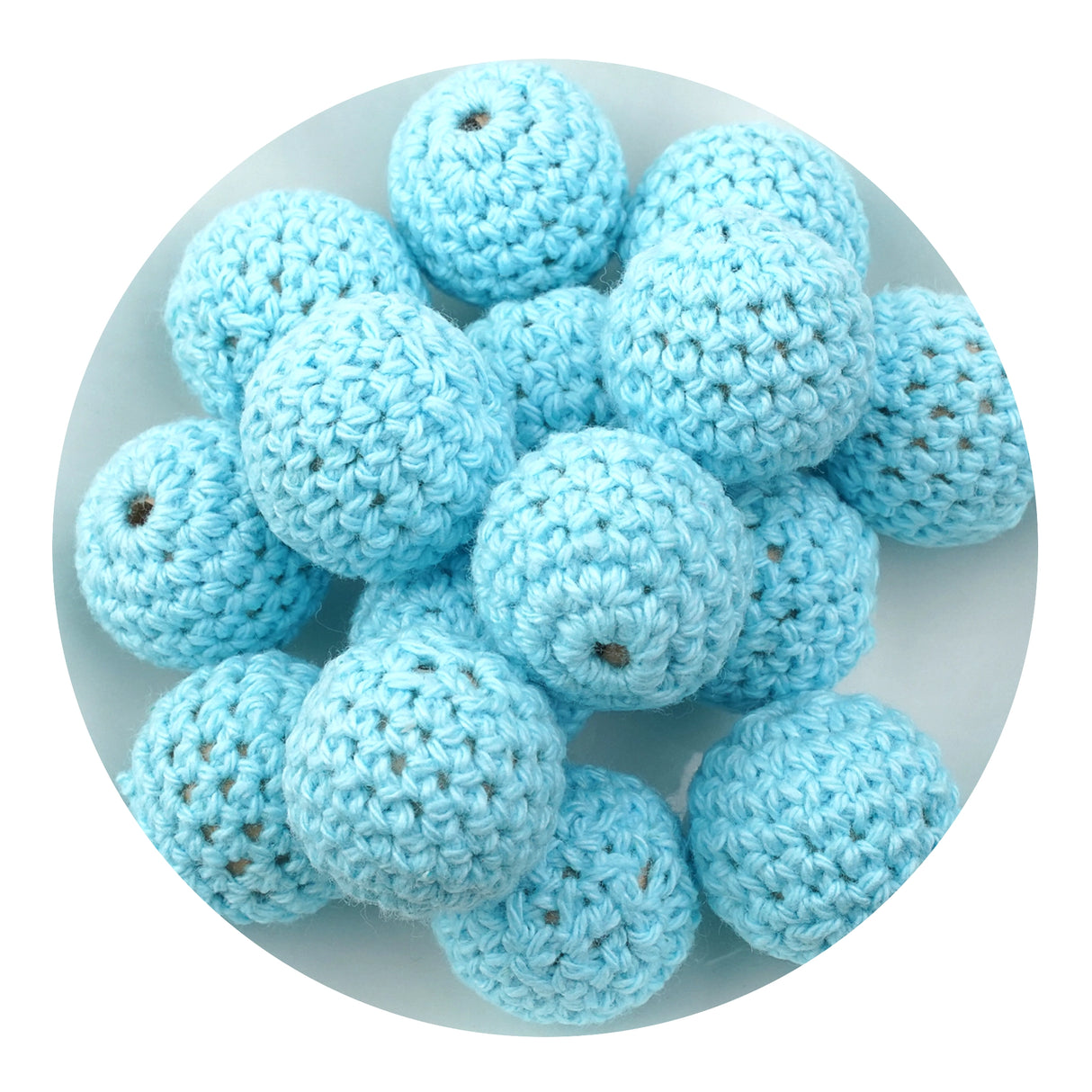 Crochet Wood Bead - Light Blue