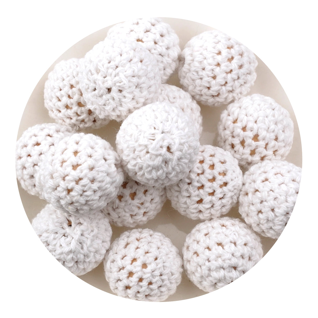 Crochet Wood Bead - White