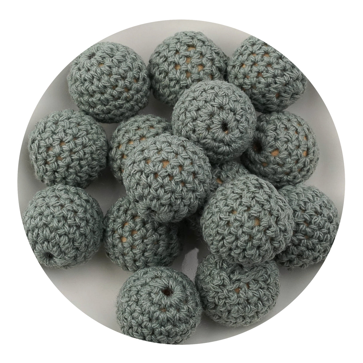 Crochet Wood Bead - Sage Green