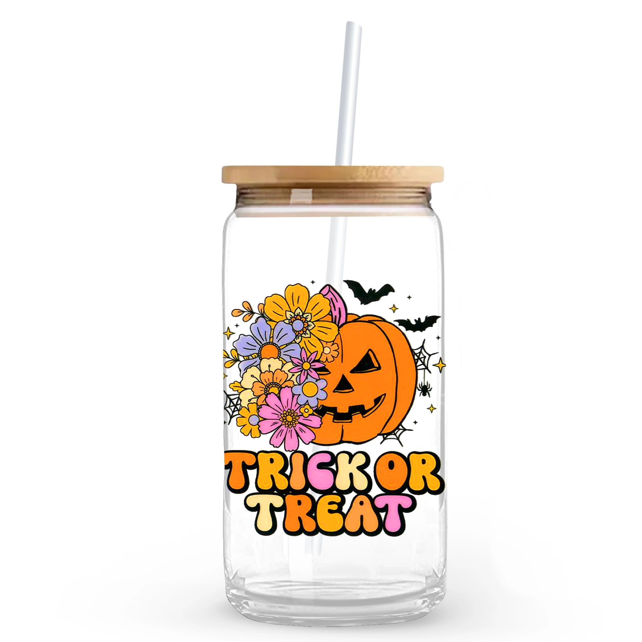 Master Maker Crafts -  UV DTF Decal - Trick or Treat Floral Pumpkin 2 Decals 3.5" (Cup NOT Included) | Master Maker Crafts - Wholesale Craft Supplies - Fast Shipping from Ohio DIY Craft Warehouse