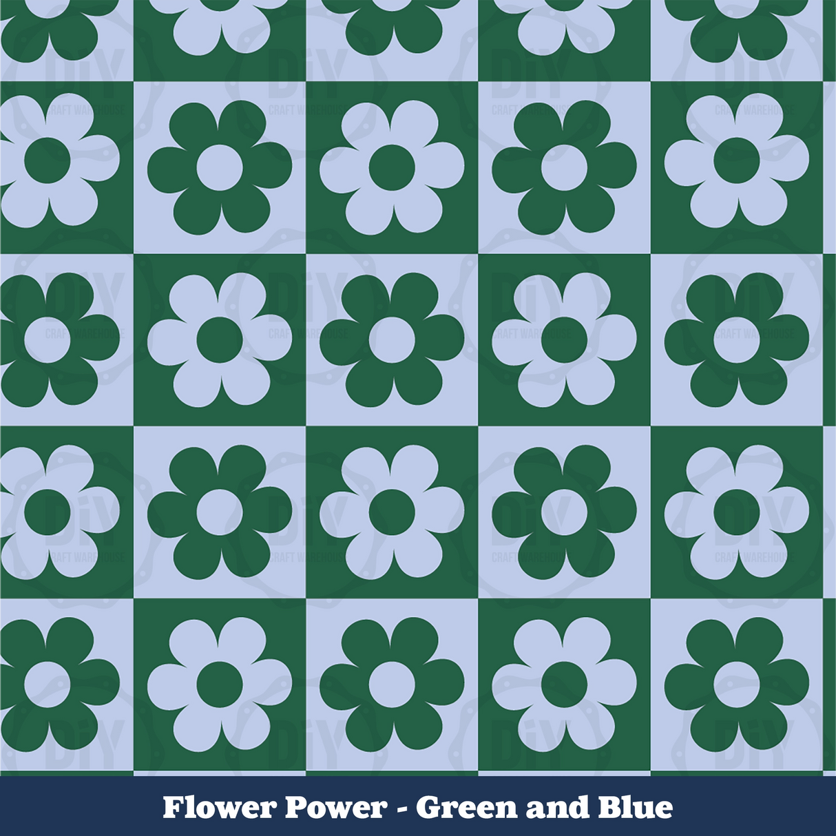 Flower Power Sublimation Transfer - Green & Blue