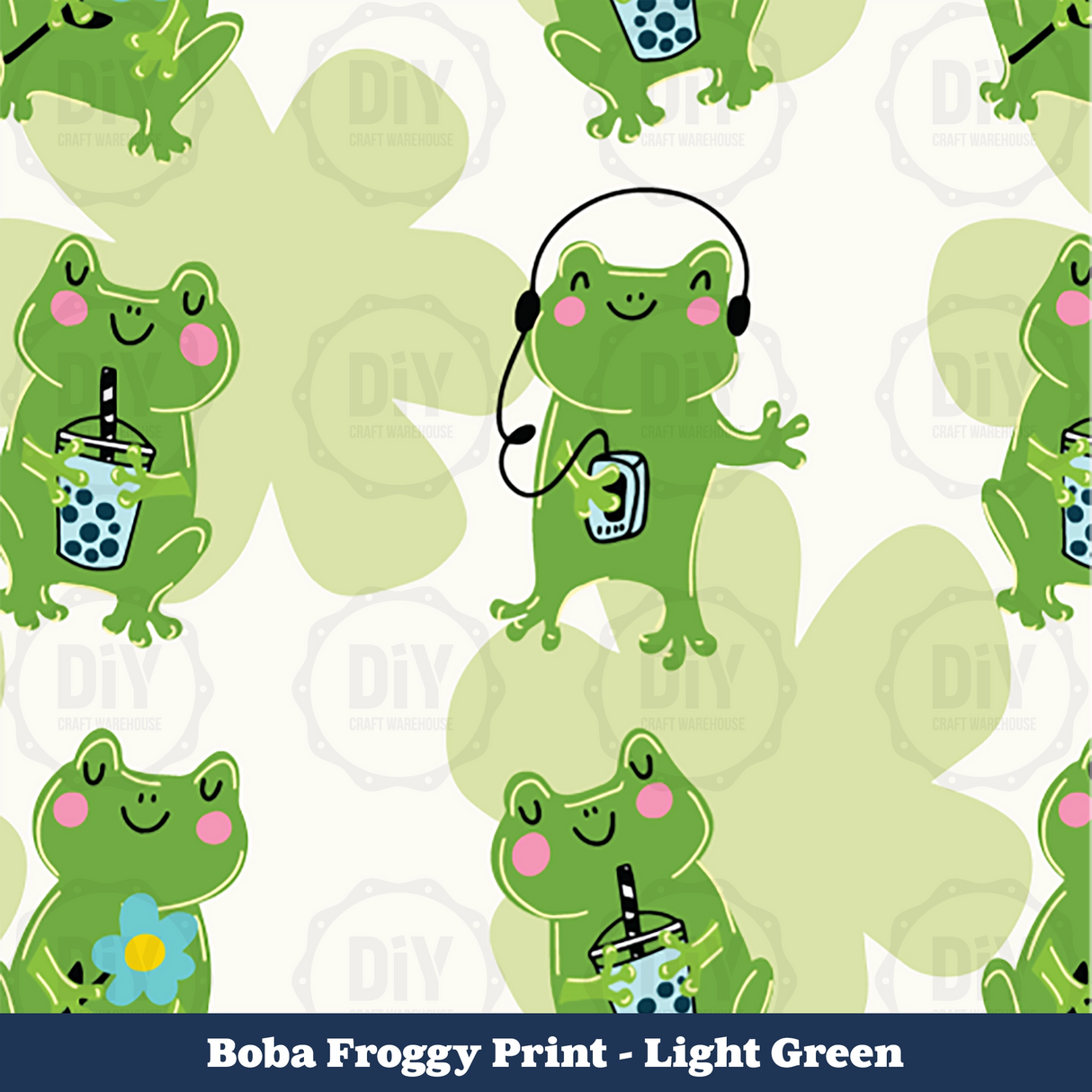 Boba Frog Sublimation Transfer - Light Green
