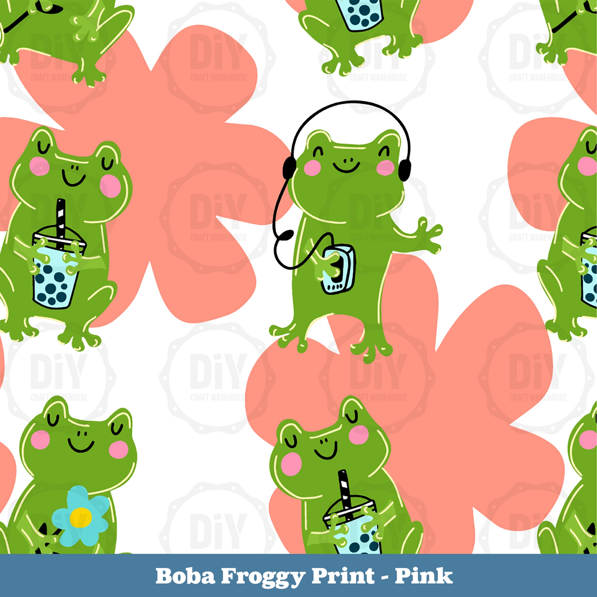 Boba Frog Sublimation Transfer - Pink