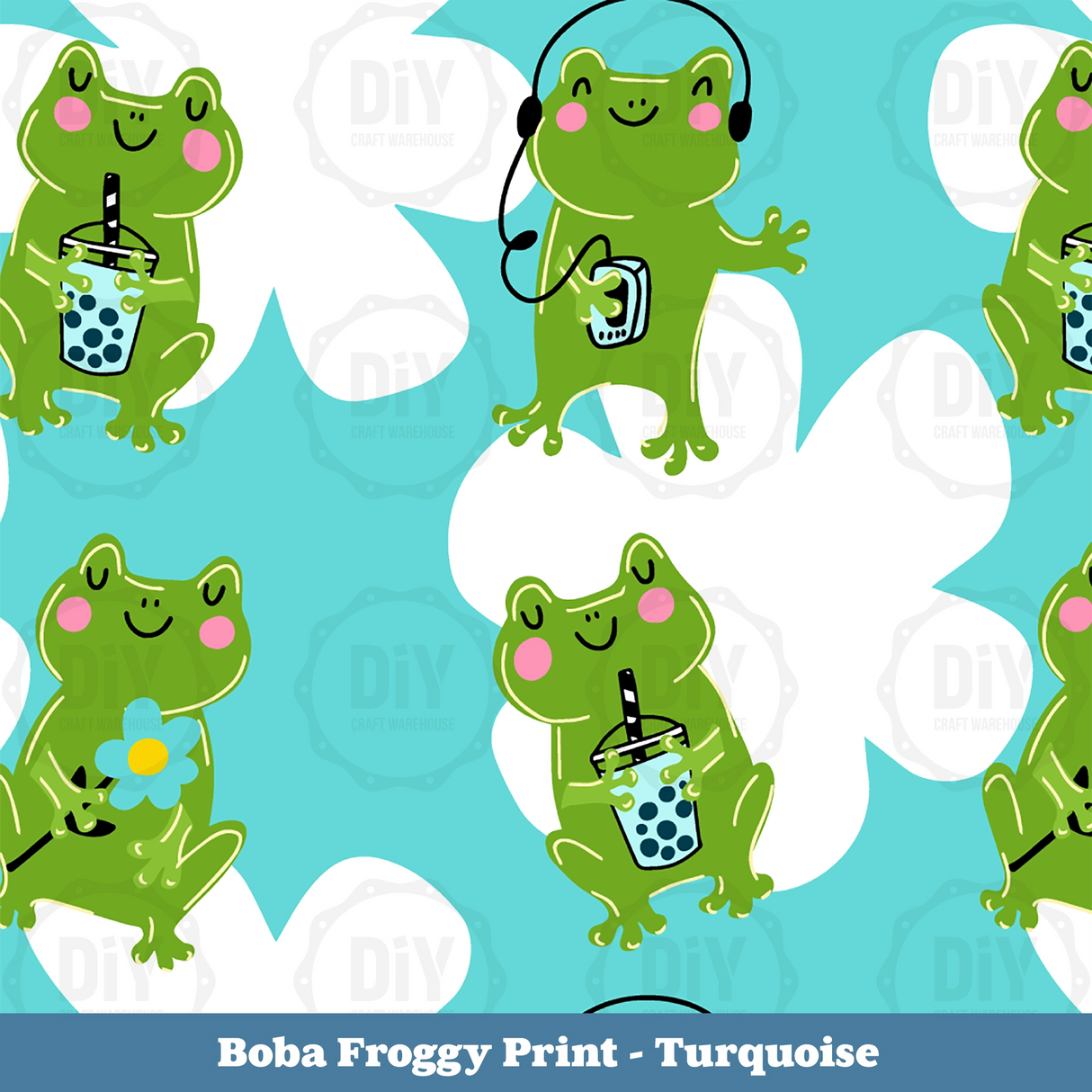 Boba Frog Sublimation Transfer - Turquoise