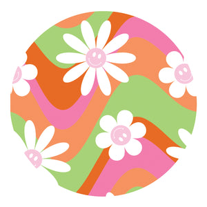 groovy flowers sublimation paper print