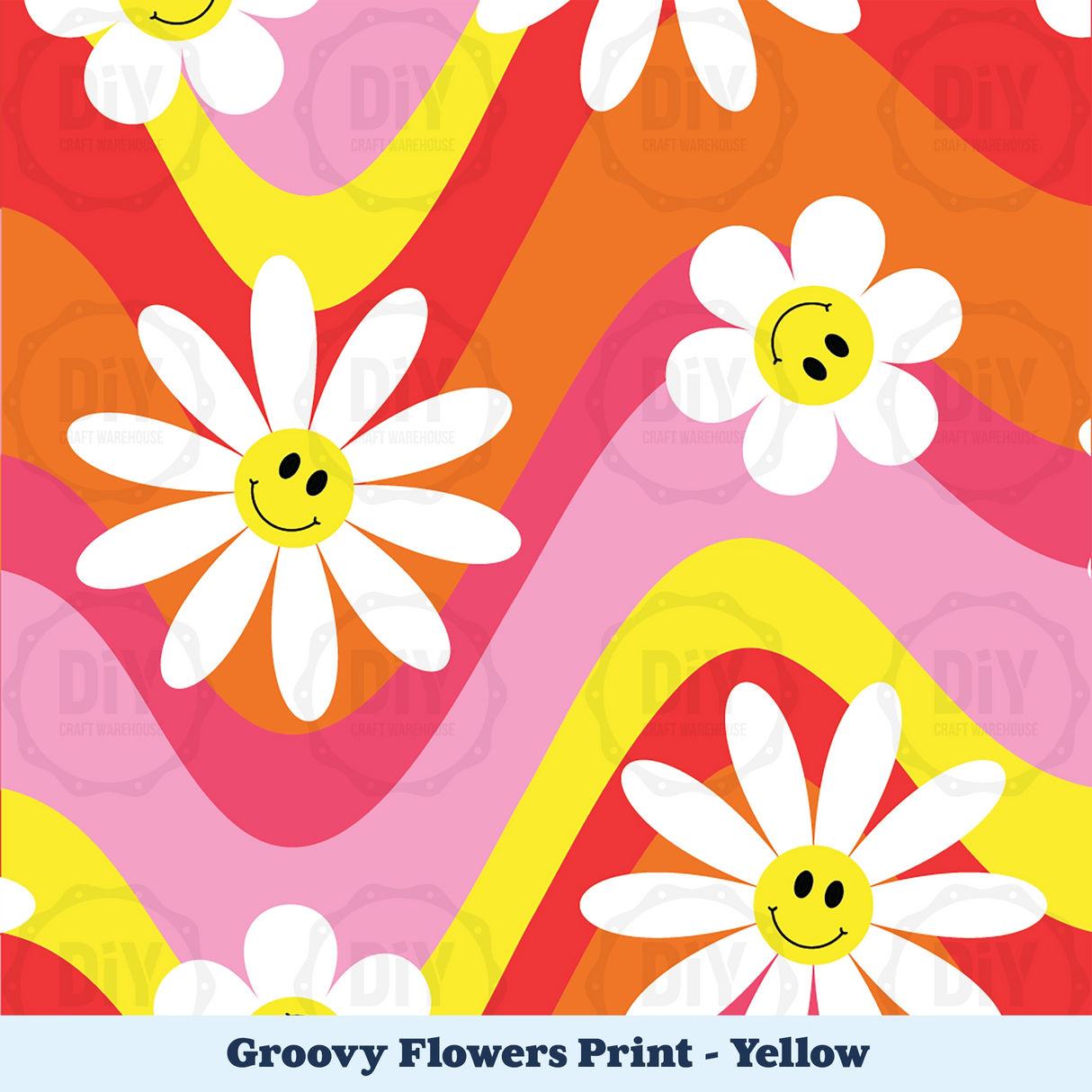 Groovy Flowers Sublimation Transfer - Yellow