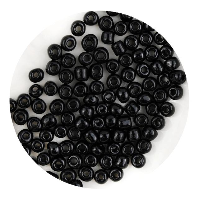 glass seed string beads black