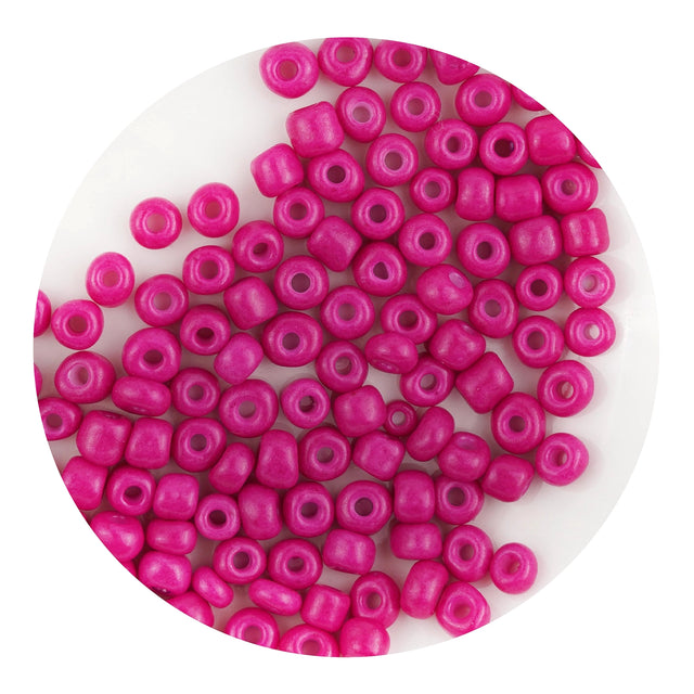glass seed string beads dark pink