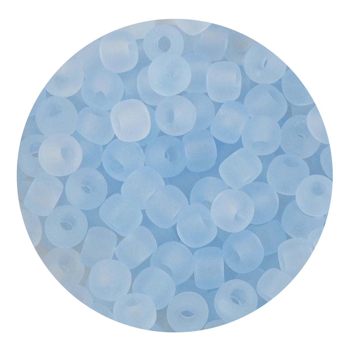 glass seed string beads frosted light blue