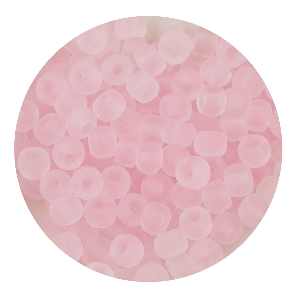 glass seed string beads frosted light pink