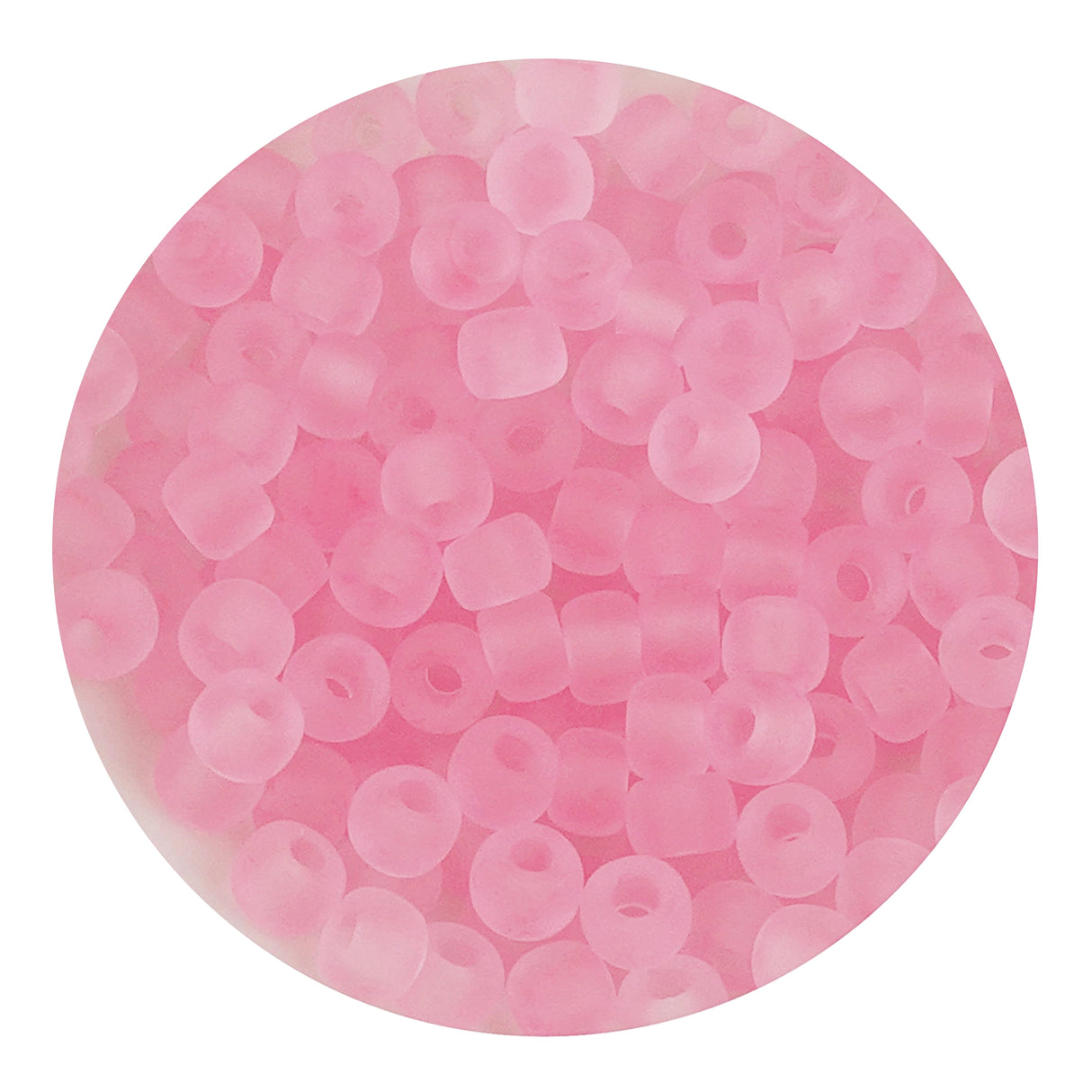 glass seed string beads frosted pink