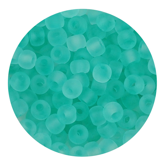glass seed string beads frosted teal