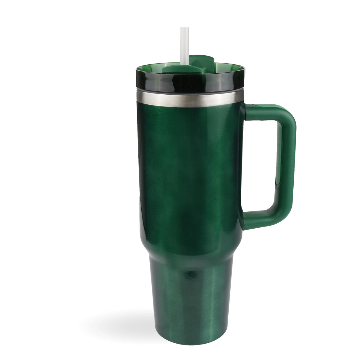 handled travel mug metallic green