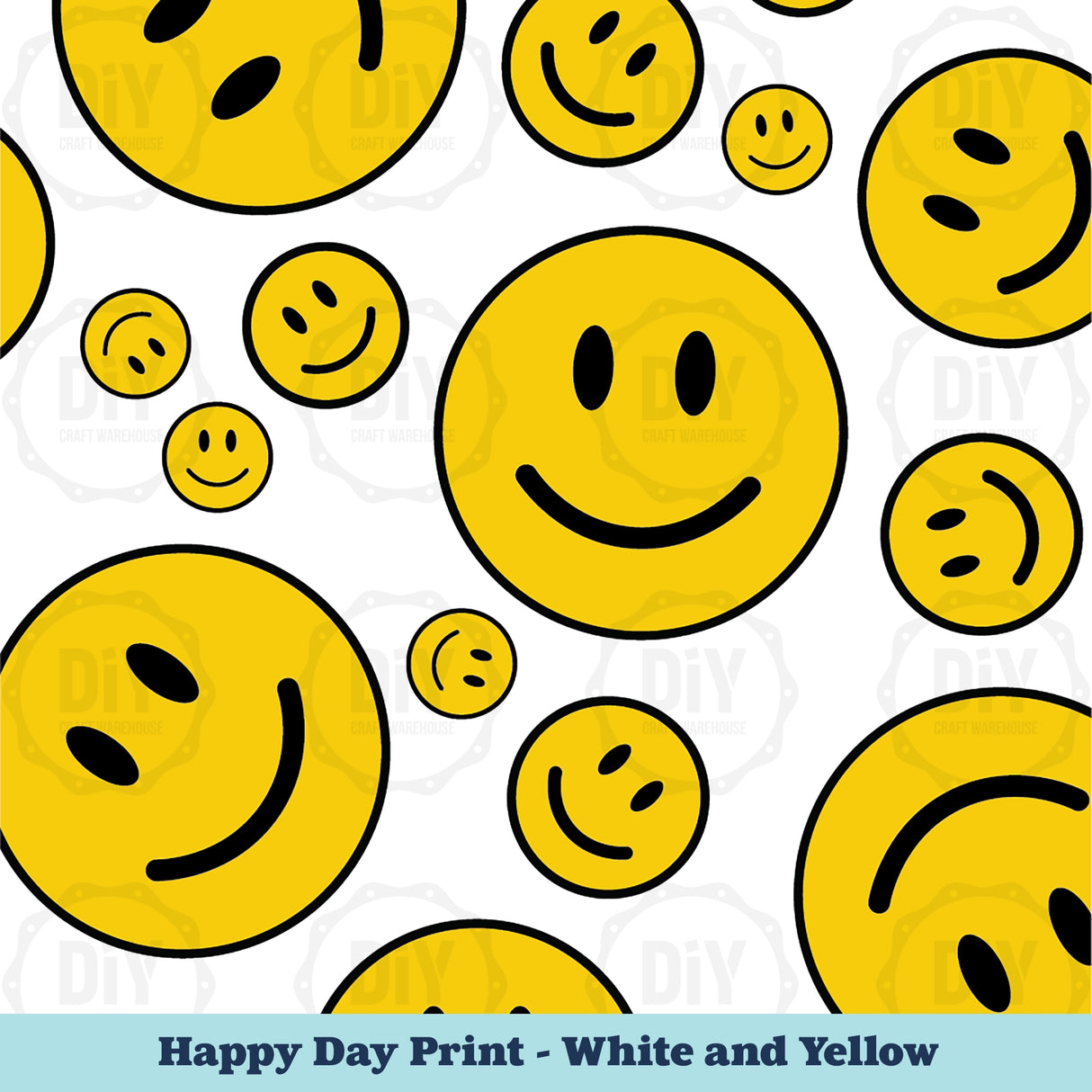 Happy Day Sublimation Transfer - White & Yellow